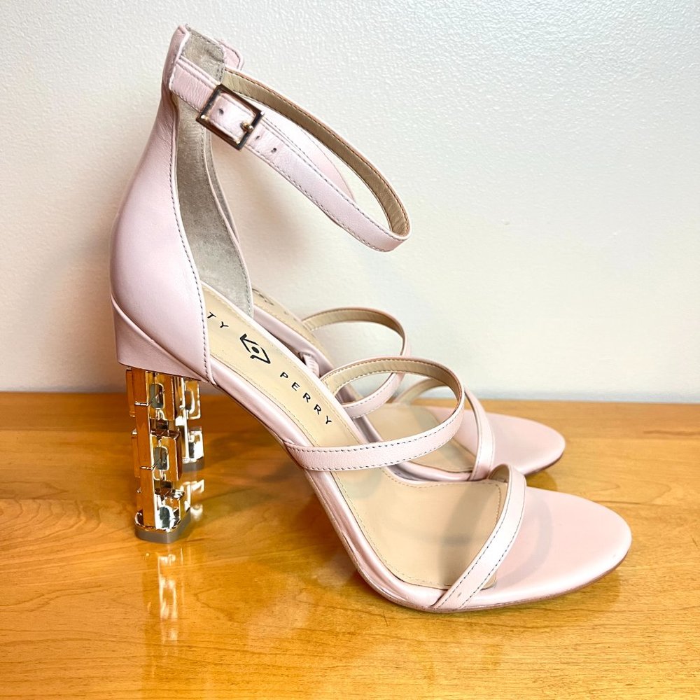 Katy Perry Womens Size 11 11M Light Pink Metallic Dress Sandals Heels Shoes